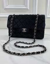 CHANEL CLASSIC MEDIUM SINGLE FLAP LAMBSKIN BLACK QUILTED CRYSTAL