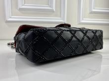 CHANEL CLASSIC MEDIUM SINGLE FLAP LAMBSKIN BLACK QUILTED CRYSTAL