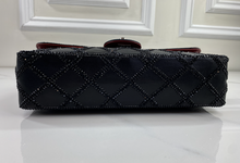 CHANEL CLASSIC MEDIUM SINGLE FLAP LAMBSKIN BLACK QUILTED CRYSTAL