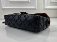CHANEL CLASSIC MEDIUM SINGLE FLAP LAMBSKIN BLACK QUILTED CRYSTAL