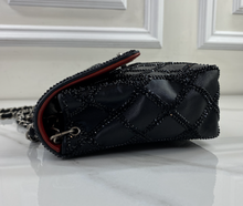 CHANEL CLASSIC MEDIUM SINGLE FLAP LAMBSKIN BLACK QUILTED CRYSTAL