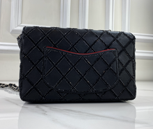 CHANEL CLASSIC MEDIUM SINGLE FLAP LAMBSKIN BLACK QUILTED CRYSTAL