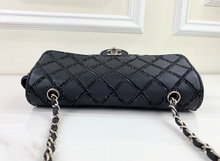 CHANEL CLASSIC MEDIUM SINGLE FLAP LAMBSKIN BLACK QUILTED CRYSTAL