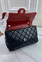 CHANEL CLASSIC MEDIUM SINGLE FLAP LAMBSKIN BLACK QUILTED CRYSTAL