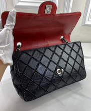 CHANEL CLASSIC MEDIUM SINGLE FLAP LAMBSKIN BLACK QUILTED CRYSTAL