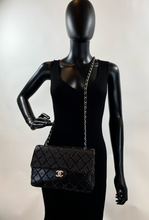 CHANEL CLASSIC MEDIUM SINGLE FLAP LAMBSKIN BLACK QUILTED CRYSTAL