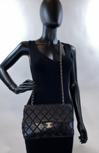 CHANEL CLASSIC MEDIUM SINGLE FLAP LAMBSKIN BLACK QUILTED CRYSTAL