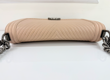 CHANEL BOY FLAP LARGE CHEVRON CALFSKIN IN BEIGE