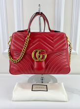 GUCCI MARMONT GG TOP HANDLE BAG IN RED