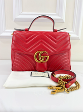 GUCCI MARMONT GG TOP HANDLE BAG IN RED