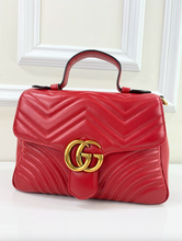 GUCCI MARMONT GG TOP HANDLE BAG IN RED