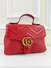 GUCCI MARMONT GG TOP HANDLE BAG IN RED