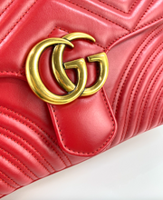 GUCCI MARMONT GG TOP HANDLE BAG IN RED