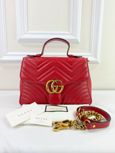 GUCCI MARMONT GG TOP HANDLE BAG IN RED