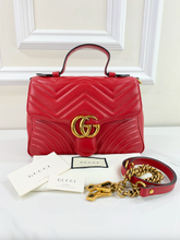 GUCCI MARMONT GG TOP HANDLE BAG IN RED