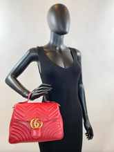 GUCCI MARMONT GG TOP HANDLE BAG IN RED