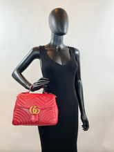 GUCCI MARMONT GG TOP HANDLE BAG IN RED