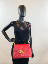 GUCCI MARMONT GG TOP HANDLE BAG IN RED
