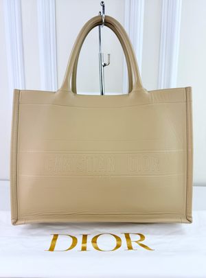 DIOR BOOK TOTE EMBOSSED LEATHER IN NEUTRAL