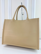 DIOR BOOK TOTE EMBOSSED LEATHER IN NEUTRAL
