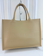 DIOR BOOK TOTE EMBOSSED LEATHER IN NEUTRAL