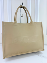 DIOR BOOK TOTE EMBOSSED LEATHER IN NEUTRAL