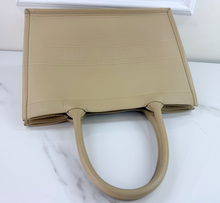 DIOR BOOK TOTE EMBOSSED LEATHER IN NEUTRAL