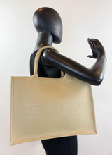 DIOR BOOK TOTE EMBOSSED LEATHER IN NEUTRAL
