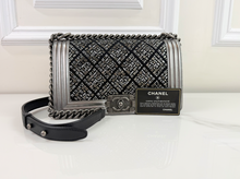 CHANEL BOY FLAP EMBROIDERED STUDDED JERSEY MEDIUM LIMITED EDITION
