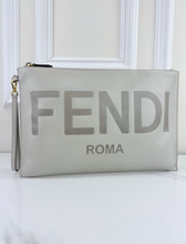 FENDI LOGO CLUTCH / WRISTLET IN GREY
