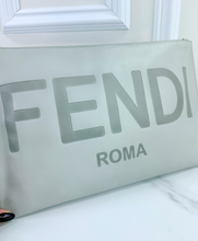 FENDI LOGO CLUTCH / WRISTLET IN GREY