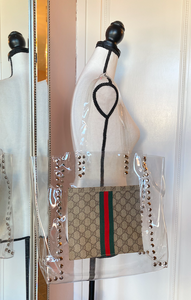 GG CLEAR STUDDED LARGE TOTE